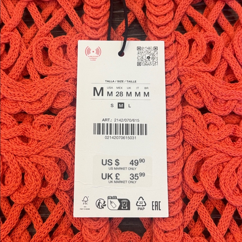 NWT Zara Crocheted Vest Fringe Orange Size M - Picture 7 of 9